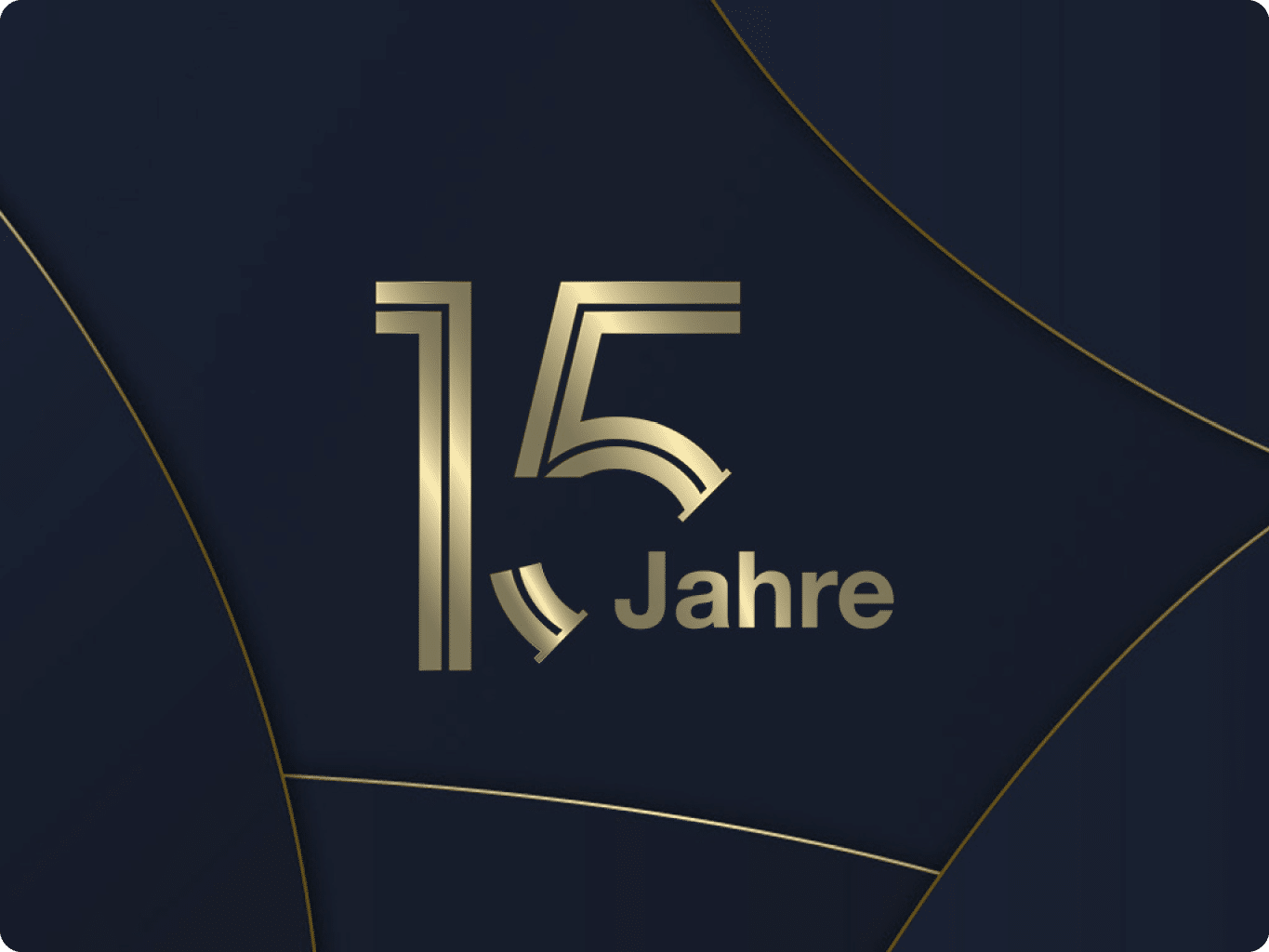 15-kachel-abgerundete-ecken 15 Jahre Jubiläumsgrafik in Gold auf Dunkelblau.